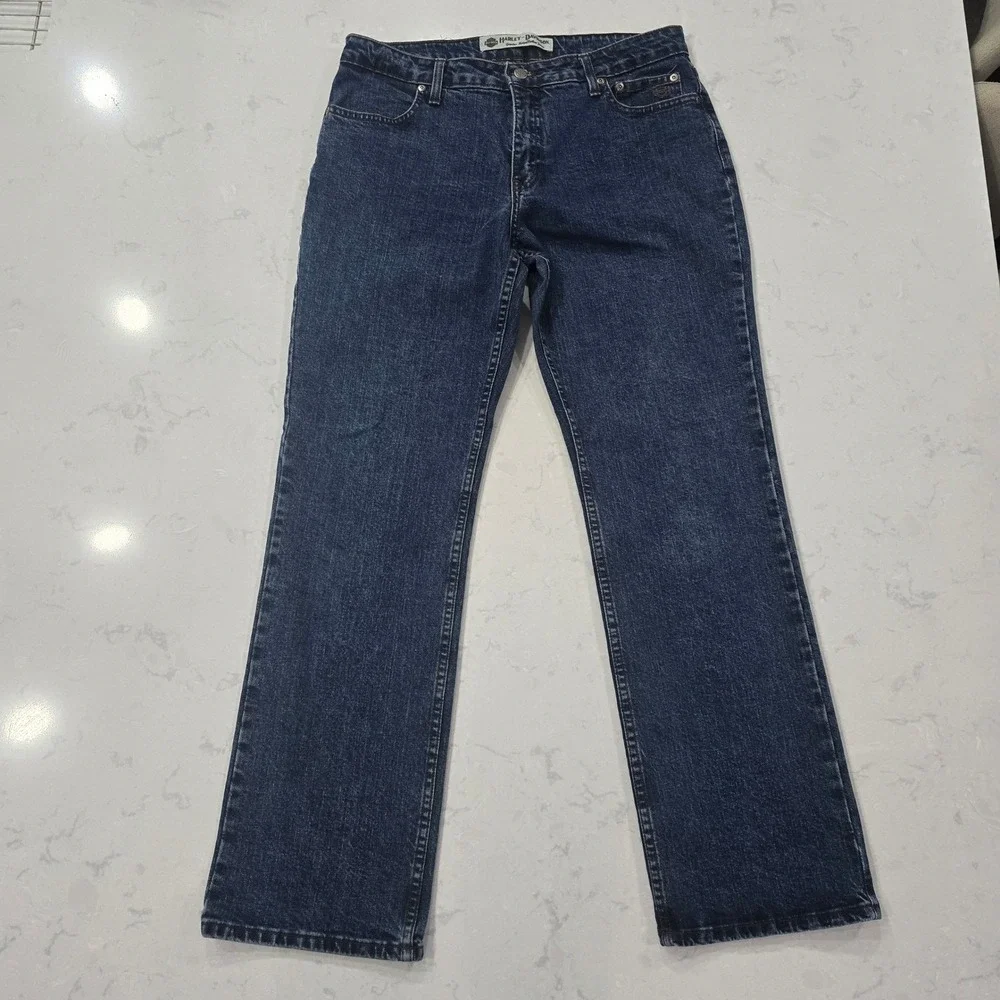Harley Davidson Womens Bootcut Jeans Dark Wash Biker Moto Y2K Size 12